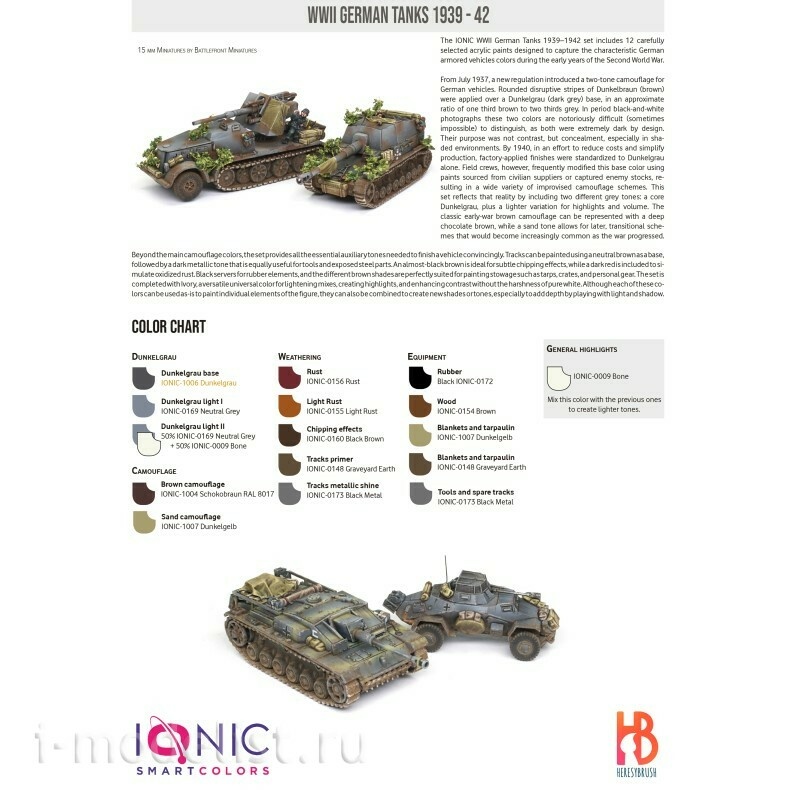 IONIC-1213 Ammo Mig Набор акриловых красок IONIC Немецкие танки времен Второй мировой войны 1939-1942 гг. / WWII German Tanks 1939 -1942