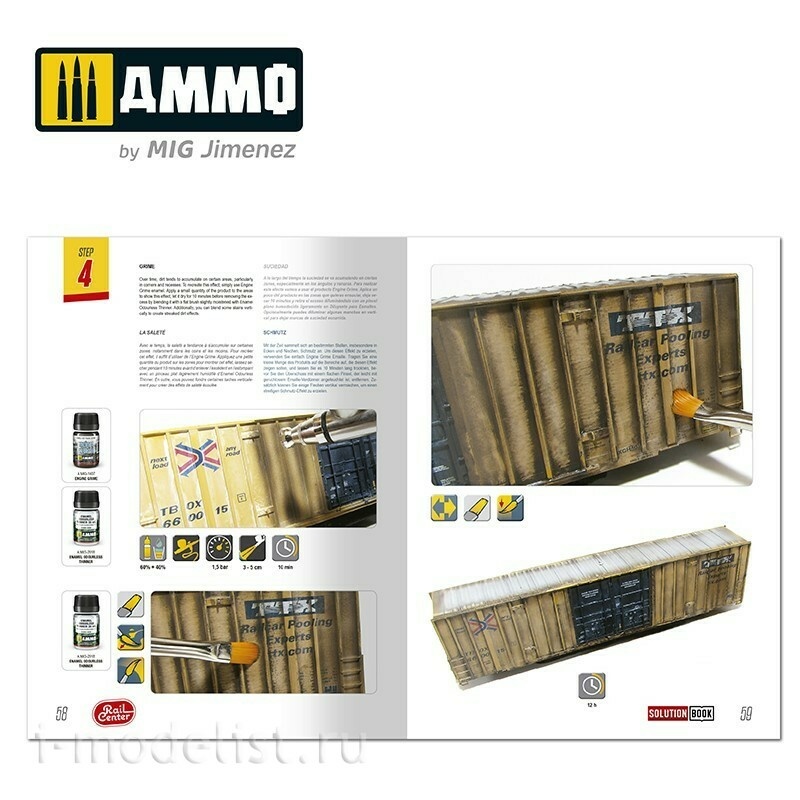 AMMOR1301 Ammo Mig Книга AMMO RAIL CENTER SOLUTION BOOK 02 - Как применять везеринг на америкнских поездах / How to Weather American Trains 