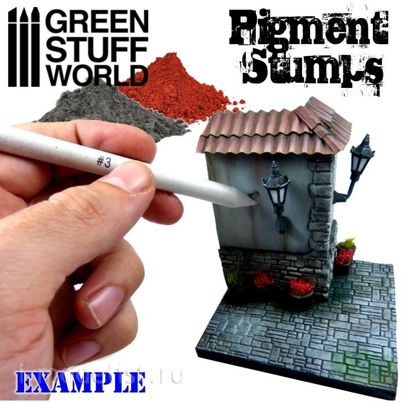 1690 Green Stuff World Карандаш для нанесения эффектов 8 шт / Set 8x Pigment Blending Stumps