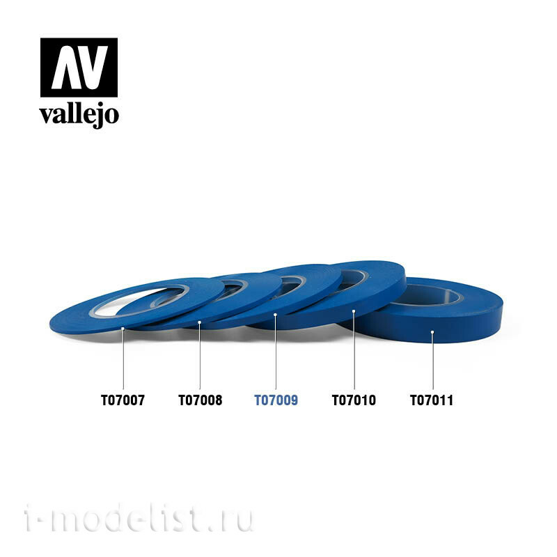 T07009 Vallejo Гибкая маскировочная лента 3 мм х 18 м / Flexible Masking Tape 3 mm x 18 m