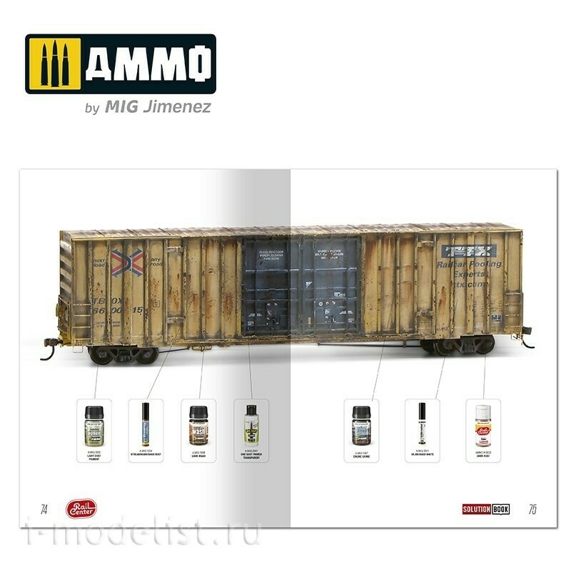 AMMOR1301 Ammo Mig Книга AMMO RAIL CENTER SOLUTION BOOK 02 - Как применять везеринг на америкнских поездах / How to Weather American Trains 