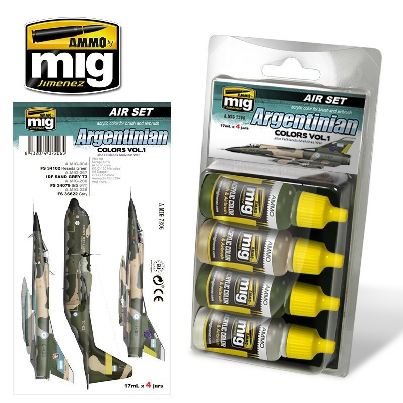AMIG7206 Ammo Mig Набор акриловых красок цвета Аргентины, том 1 (также Фолклендско-Мальвинская война) / Argentinian Colors Vol. 1 (also Falklands-Malvinas War)