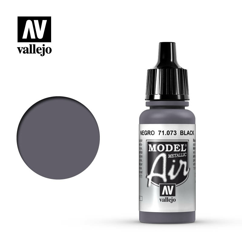 71073 Vallejo Краска акриловая `Model Air` Чёрный (металлик) / Black (Metallic)