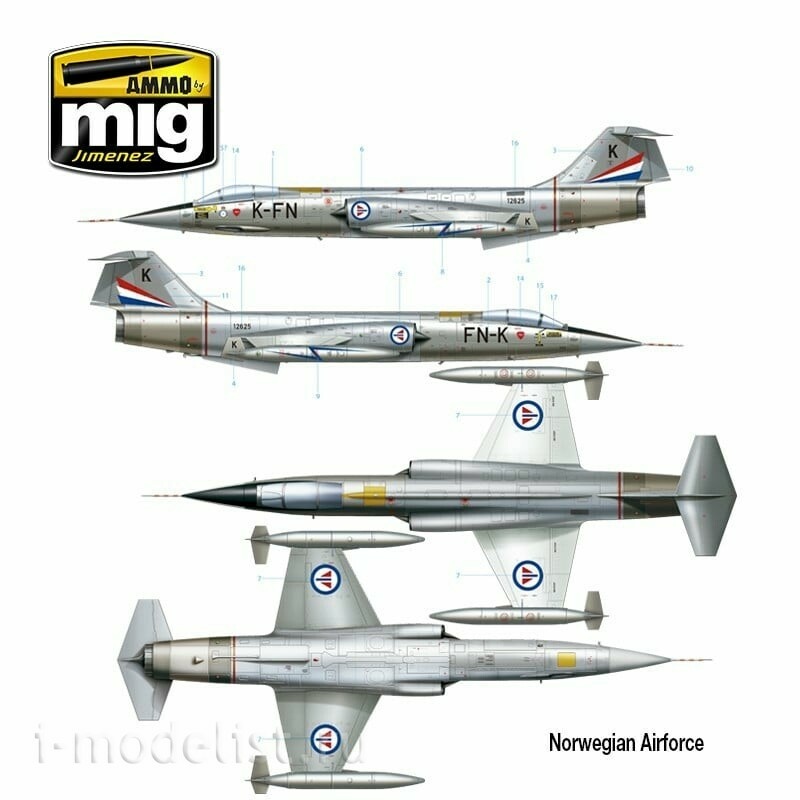 AMIG8504 Ammo Mig 1/48 Американский истребитель F-104G Starfighter - Испанская, канадская, итальянская, греческая, норвежская, турецкая версии