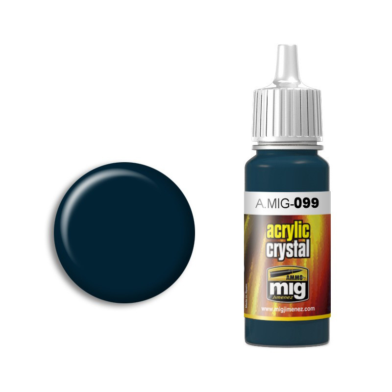 AMIG0099 Ammo Mig Краска акриловая CRYSTAL BLACK BLUE (кристальный чёрно-синий)