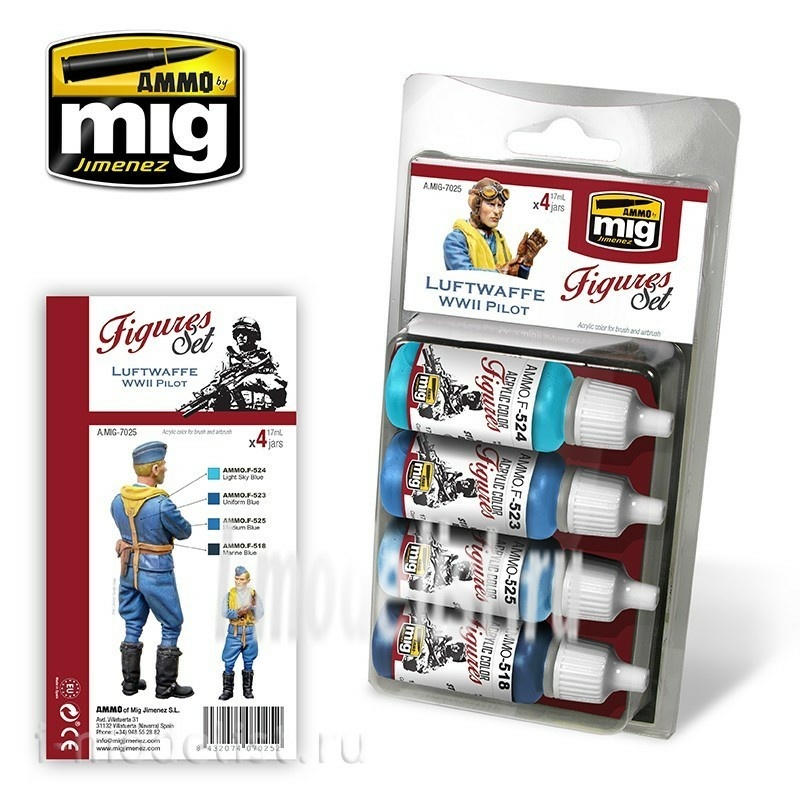 AMIG7025 Ammo Mig LUFTWAFFE WWII PILOT UNIFORMS SET / Набор акриловых красок для униформы пилотов люфтваффе ВМВ