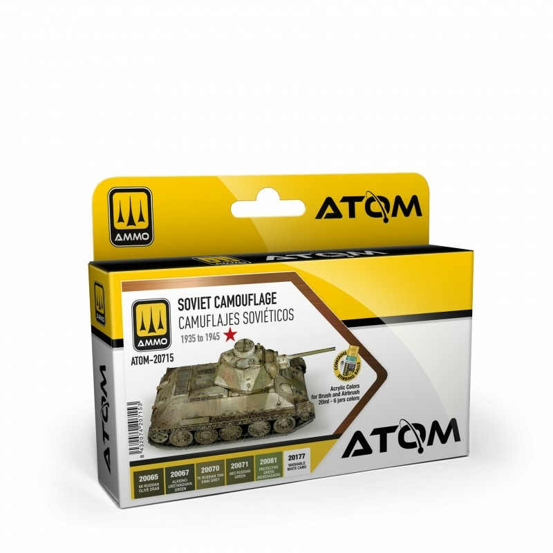 ATOM20715 Ammo Mig Набор красок ATOM Советские камуфляжные цвета 1935-1945 годов / 1935-1945 Soviet Camouflage Colors (6 шт.)