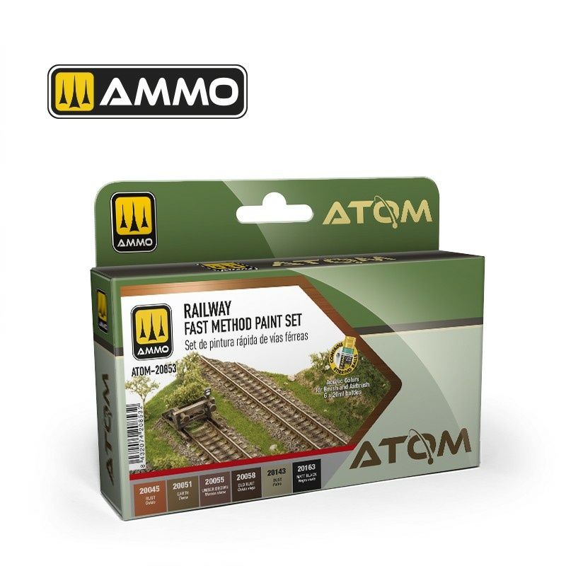 ATOM20853 Ammo Mig Набор ATOM цвета железной дороги / Railway Fast Method paint Set