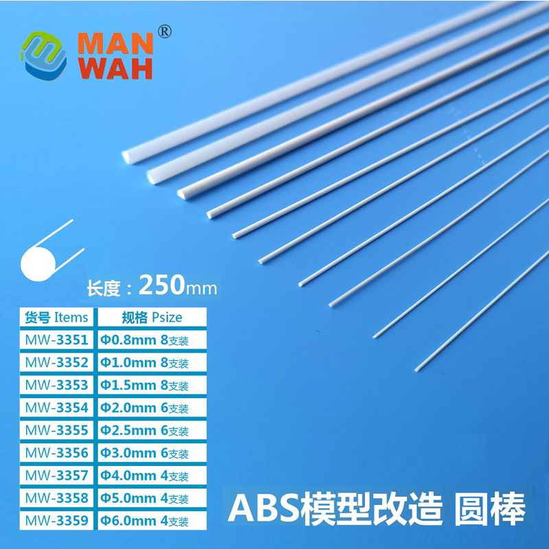 MW-3358 MANWAH Круглый стержень ABS 5,0 мм*250 мм, 4 шт.