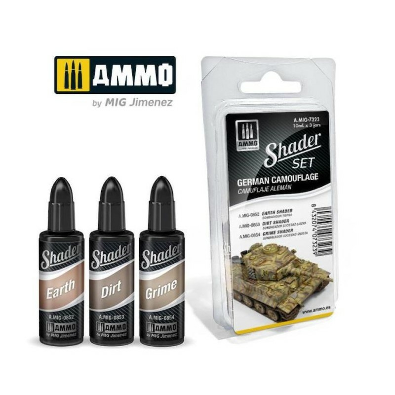 AMIG7323 Ammo Mig Набор матовых шейдеров Немецкий камуфляж / MATT SHADER Set German Camouflage