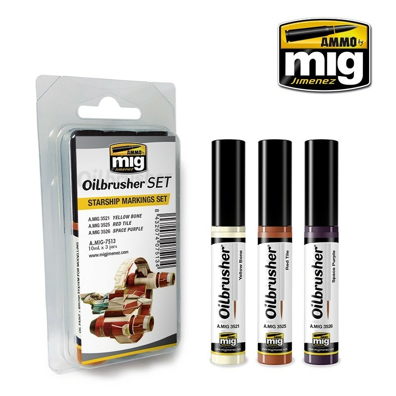 AMIG7513 Ammo Mig Набор масляных красок OILBRUSHER Опознавательные знаки космического корабля / Starship Markings OILBRUSHER SET