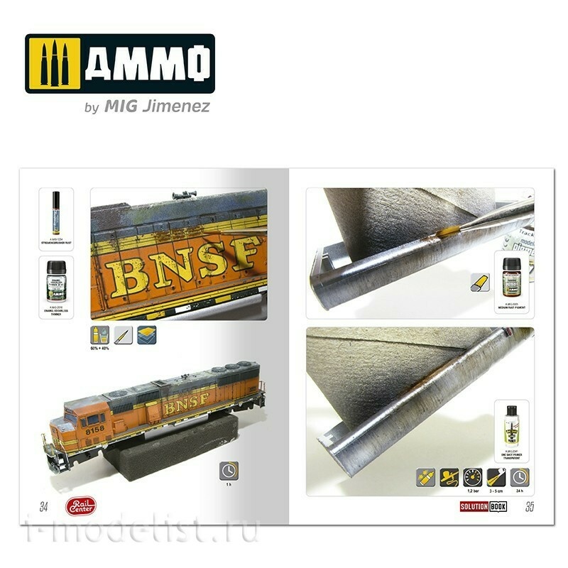 AMMOR1301 Ammo Mig Книга AMMO RAIL CENTER SOLUTION BOOK 02 - Как применять везеринг на америкнских поездах / How to Weather American Trains 