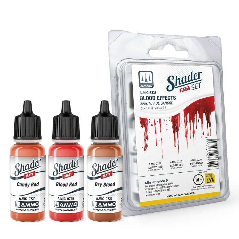 AMIG7331 Ammo Mig Набор матовых шейдеров - эффекты крови / Matt SHADER Set Blood Effects