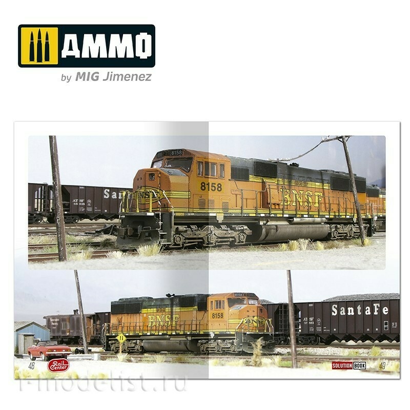 AMMOR1301 Ammo Mig Книга AMMO RAIL CENTER SOLUTION BOOK 02 - Как применять везеринг на америкнских поездах / How to Weather American Trains 