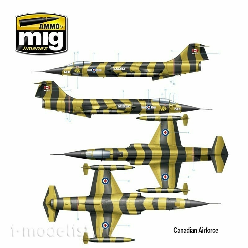 AMIG8504 Ammo Mig 1/48 Американский истребитель F-104G Starfighter - Испанская, канадская, итальянская, греческая, норвежская, турецкая версии