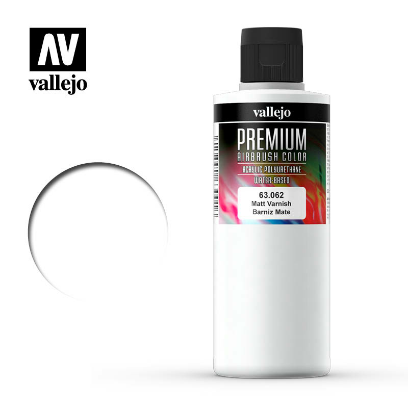 63062 Vallejo Premium Colors Матовый лак, 200 мл / Matt Varnish, 200 ml