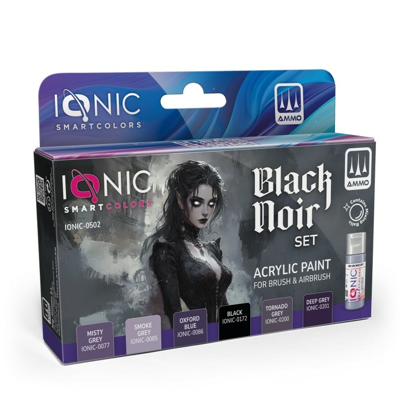 IONIC-0502 Ammo Mig Набор чёрных красок в стиле Нуар / IONIC Black Noir Set