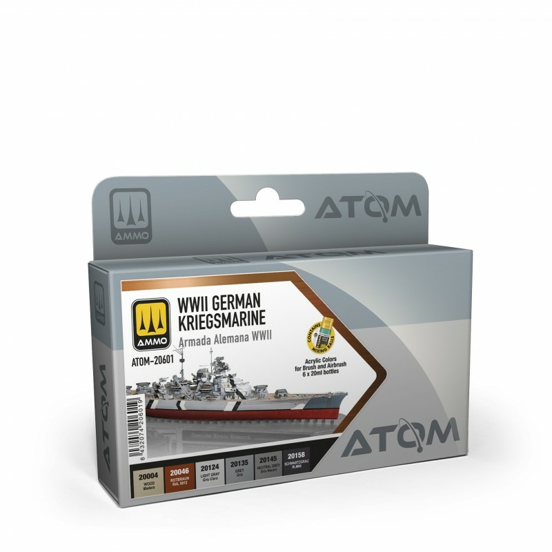 ATOM20601 Ammo Mig Набор красок ATOM Немецкие Кригсмарине времён 2МВ / German KRIEGSMARINE WWII (6 шт.)