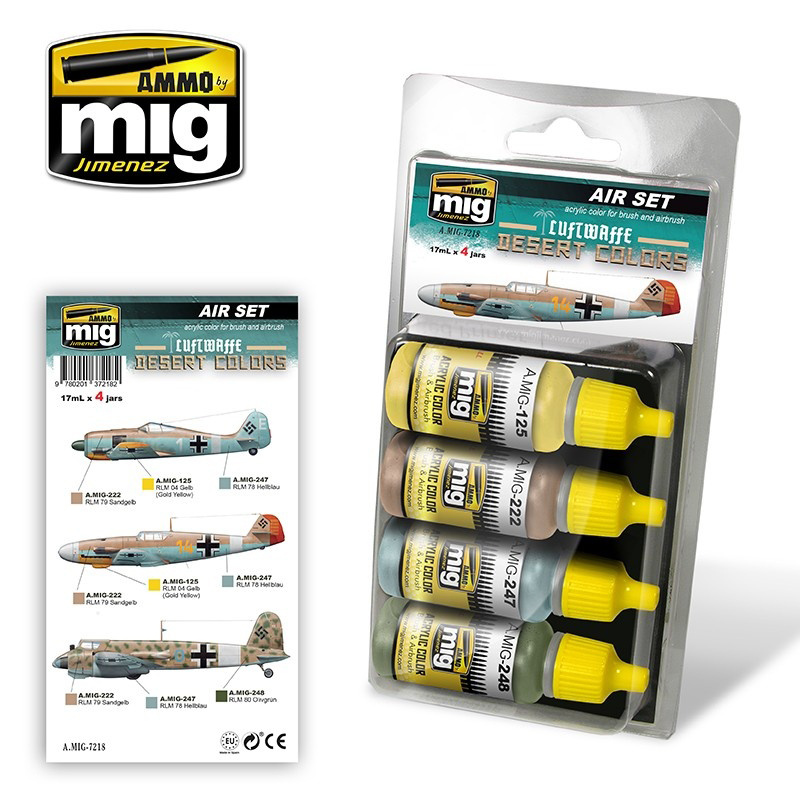 AMIG7218 Ammo Mig Набор акриловых красок пустынные цвета Люфтваффе / Luftwaffe Desert Colors Set