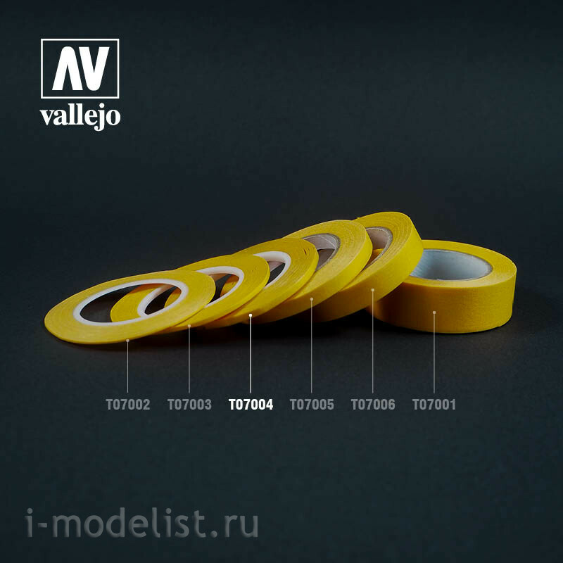 T07004 Vallejo Маскировочная лента 3 мм х 18 м / Masking Tape 3 mm x 18 m