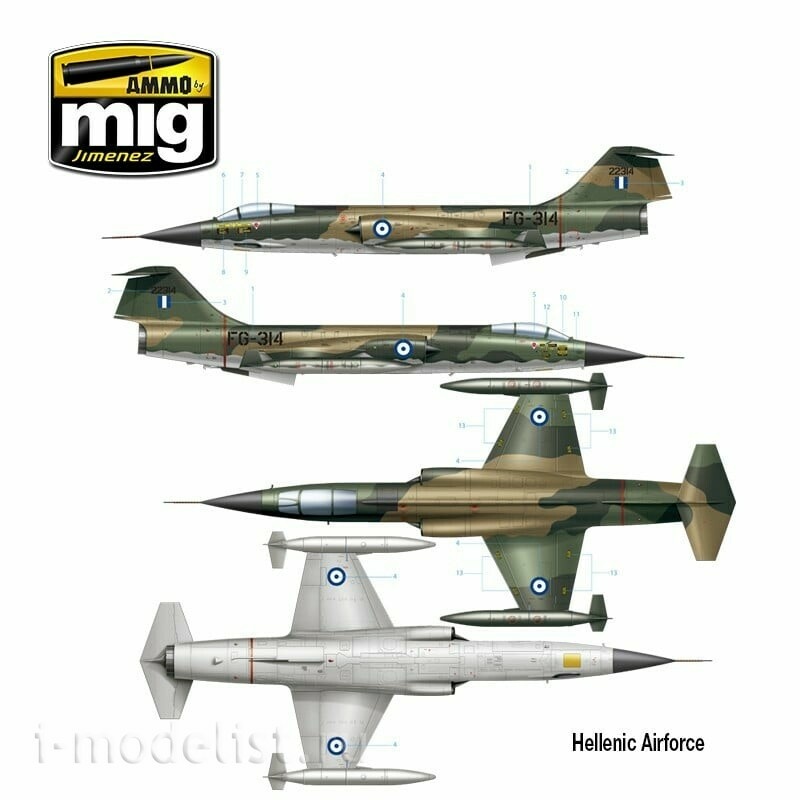 AMIG8504 Ammo Mig 1/48 Американский истребитель F-104G Starfighter - Испанская, канадская, итальянская, греческая, норвежская, турецкая версии