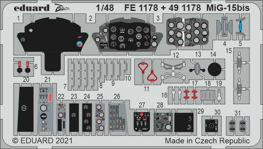 FE1178 Eduard 1/48 Набор фототравления для MiG-15bis