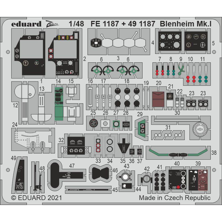 FE1187 Eduard 1/48 Фототравление для Blenheim Mk. I