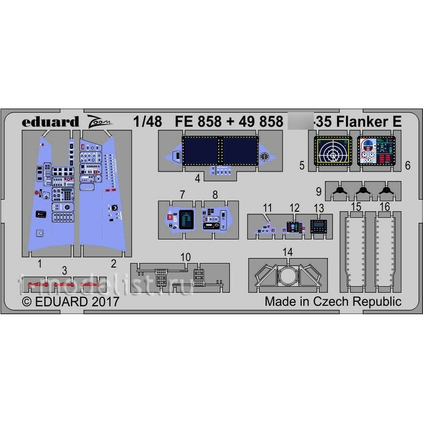 49858 Eduard 1/48 Фототравление для С-35 Flanker E интерьер