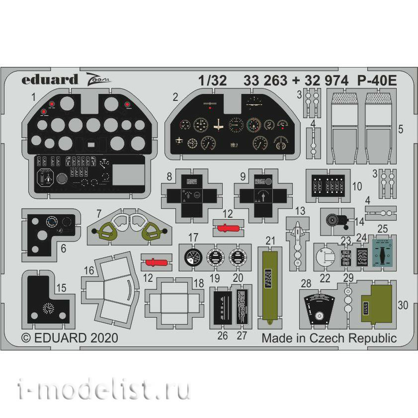 33263 Eduard 1/32 Фототравление для P-40E