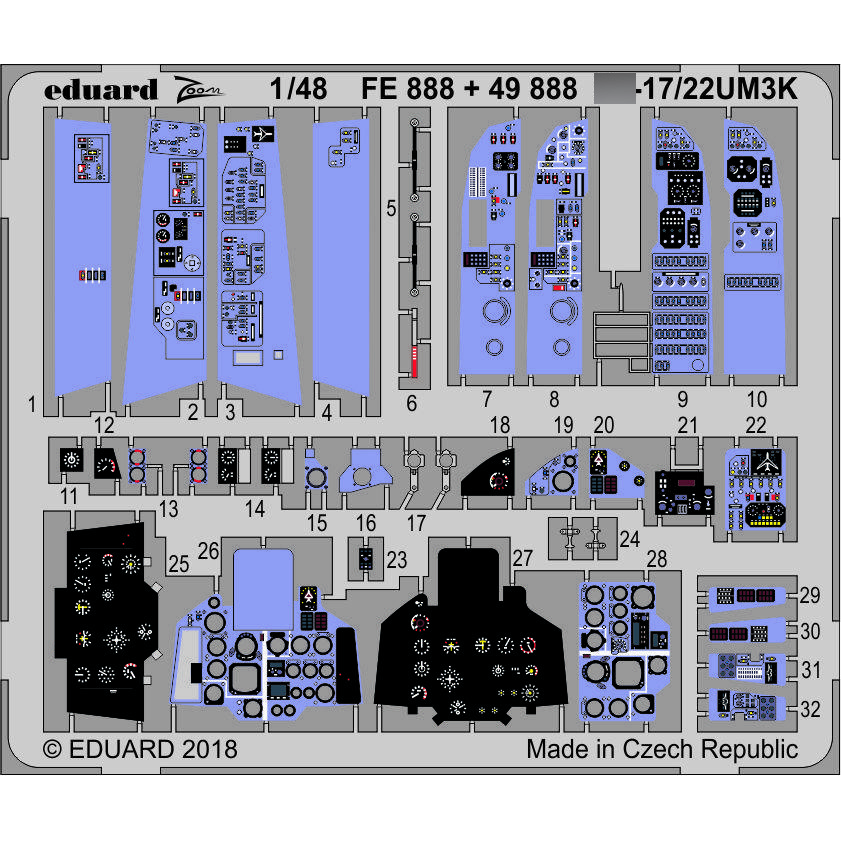 FE888 Eduard 1/48 Фототравление для модели С-17/22UM3K