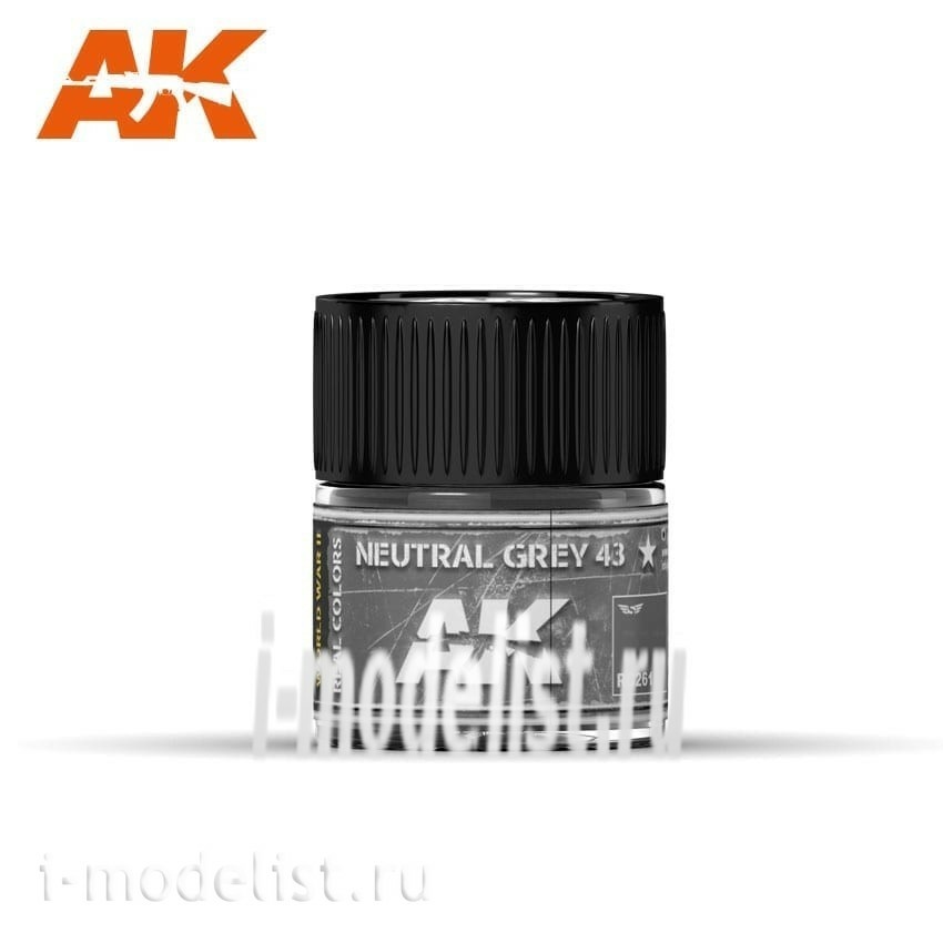 RC261 AK Interactive Краска акриловая  Neutral Grey 43 10ml / Нейтрально-серый 43 10мл