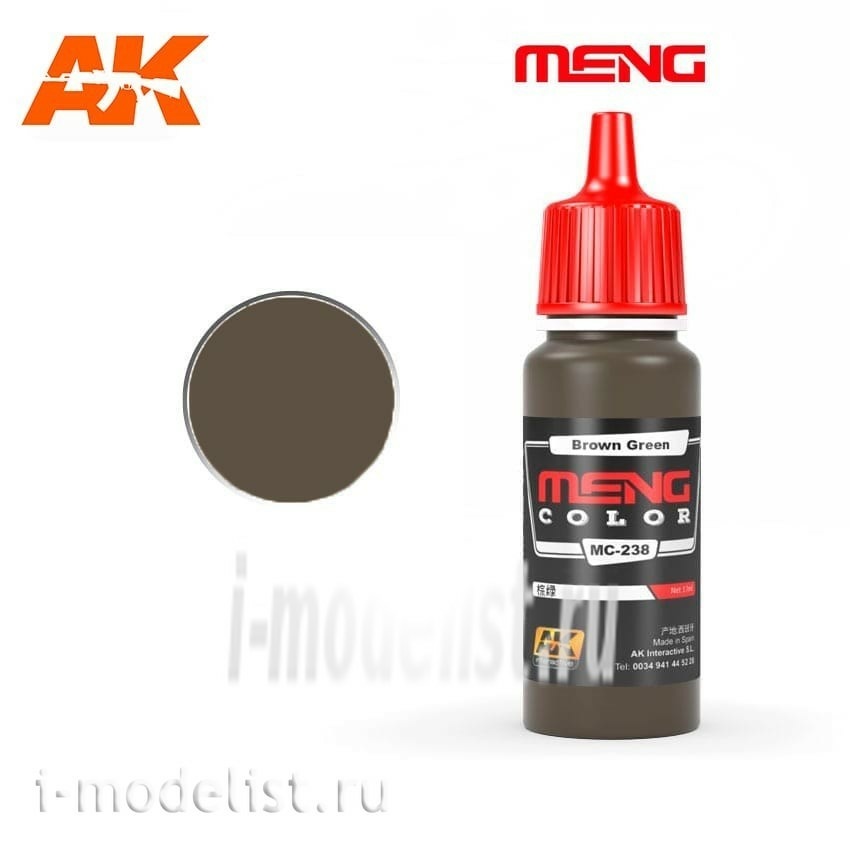 MC238 AK Interactive Краска акриловая Brown Green, 17ml / Коричнево-зеленый