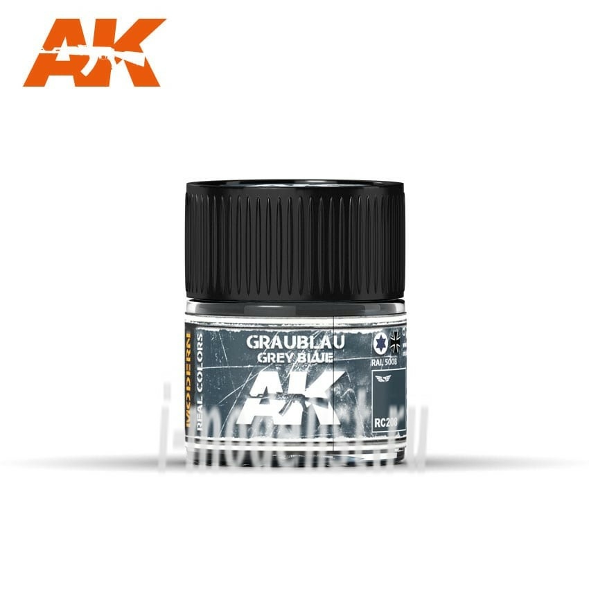 RC208 AK Interactive Краска акриловая GRAUBLAU-GREY BLUE RAL 5008, 10 ML / СЕРО-СИНИЙ RAL 5008, 10 мл