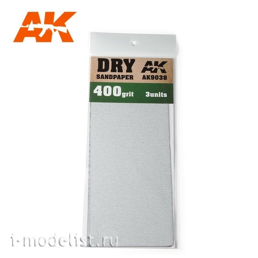 AK9038 AK Interactive Комплект наждачной бумаги 3шт. для сухого шлифования (gr400)