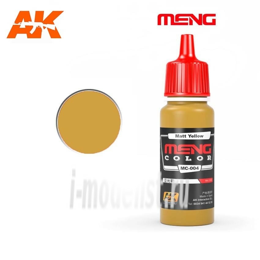 MC004 AK Interactive Краска акриловая Matt Yellow, 17ml / Матовый Желтый