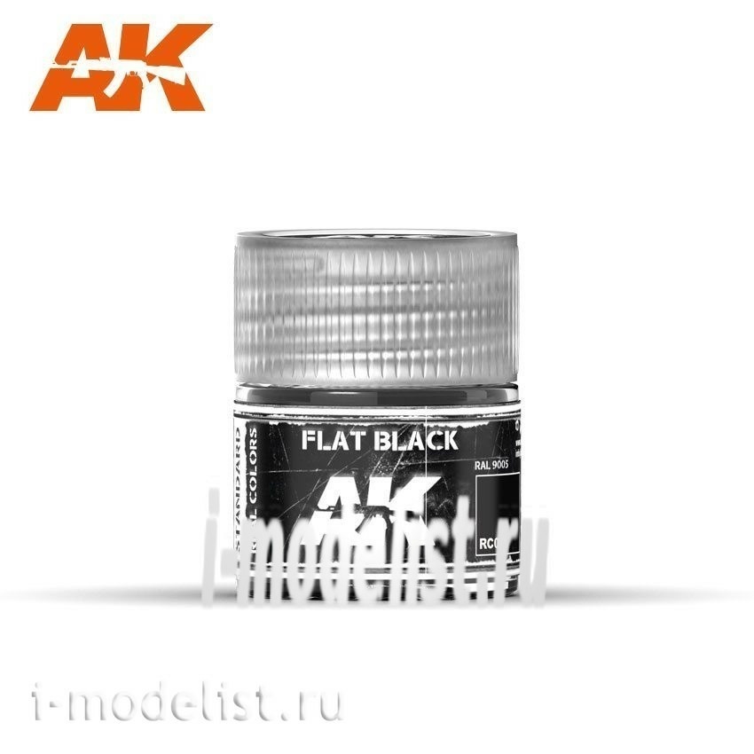 RC001 AK Interactive Краска акриловая Flat Black (черный матовый) 10ml
