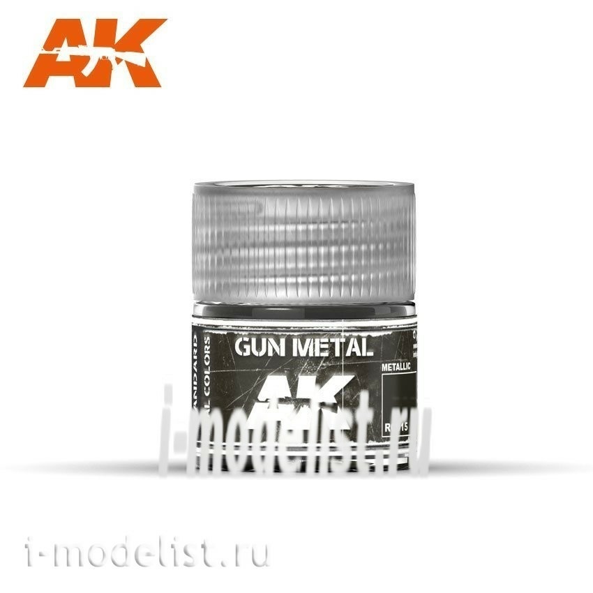 RC015 AK Interactive Краска акриловая Gun Metal (вороненая сталь) 10ml