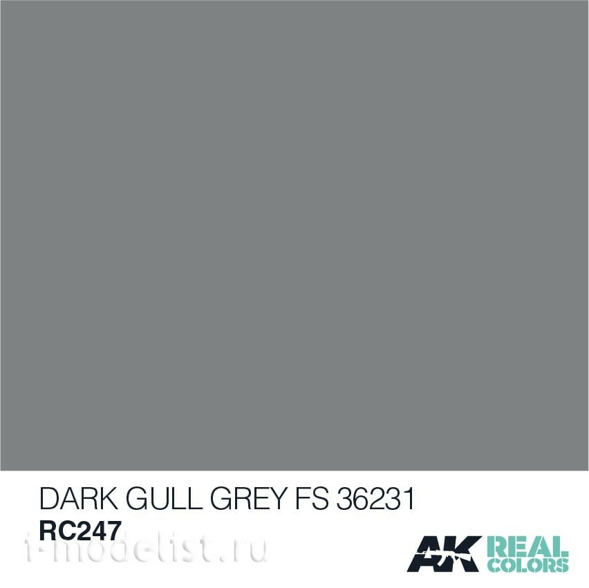 RC247 AK Interactive Краска акриловая  DARK GULL GREY FS 36231 10ML / ТЕМНО-СЕРАЯ ЧАЙКА  FS 36231 10мл