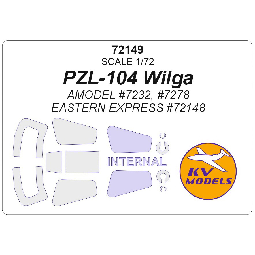 72149 KV Models 1/72 Маска окрасочная для PZL-104 Wilga + маски на диски и колеса