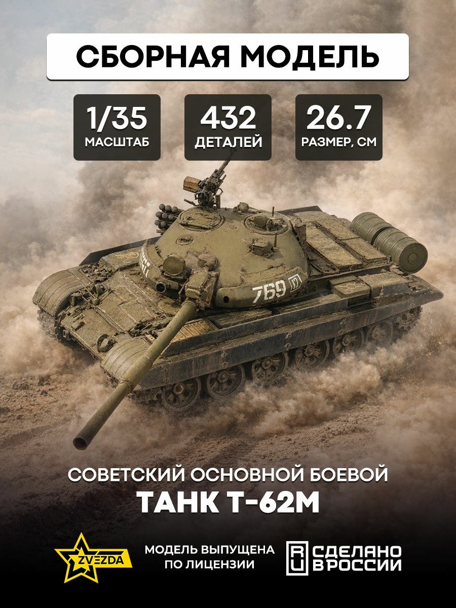 3679 Звезда 1/35 Советский основной боевой танк Т-62М