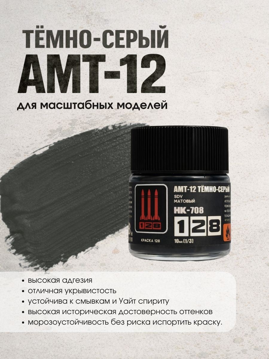 НК-708 128 Краска АМТ-12 Тёмно-серый ВВС СССР, 10 мл.