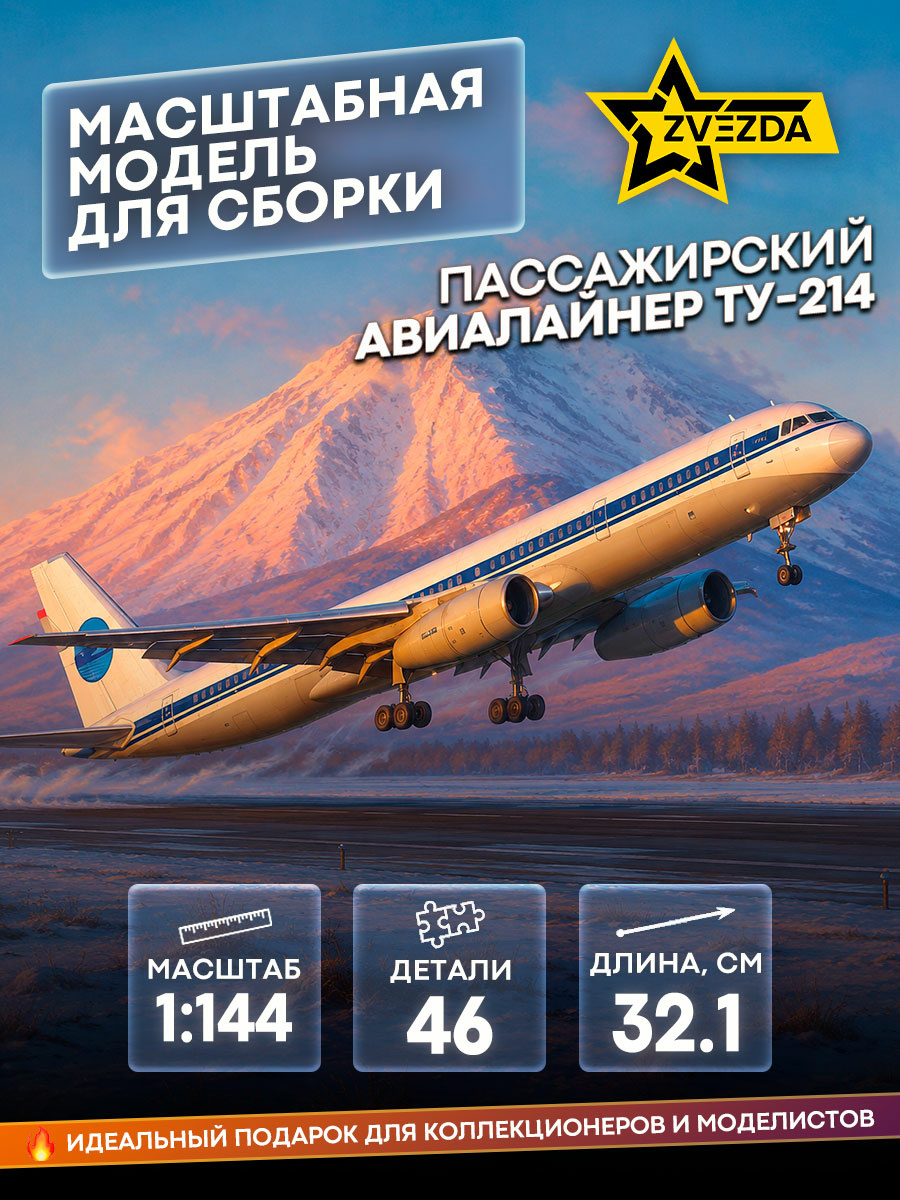 7049 Звезда 1/144 Пассажирский авиалайнер Ту-214