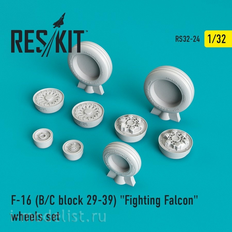 RS32-0024 RESKIT 1/32 Комплект колес General-Dynamics F-16B / C 29-39 «Fighting Falcon»