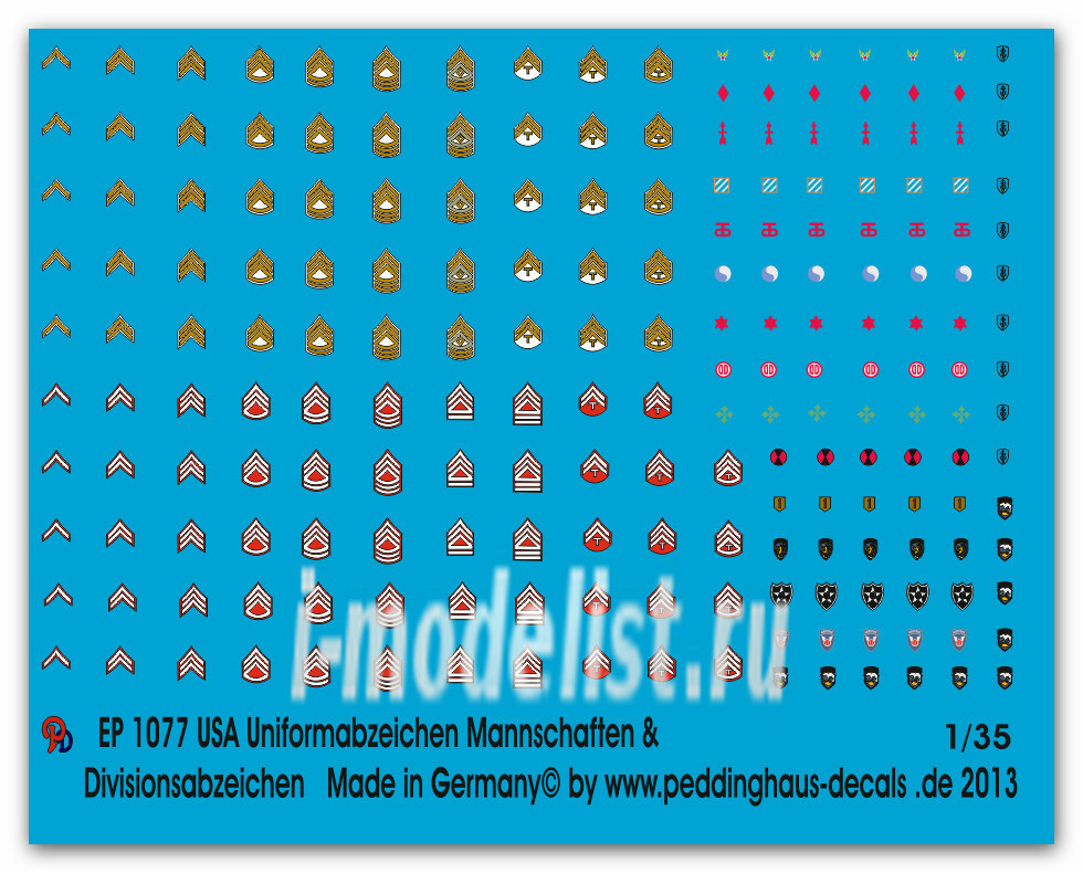 Décalcomanies 1/87 Sherman Combat USA - Peddinghaus-Decals N°1225 - Neuf