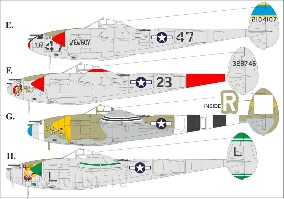 UR48175 UpRise 1/48 Декали для P-38J/L Lightning