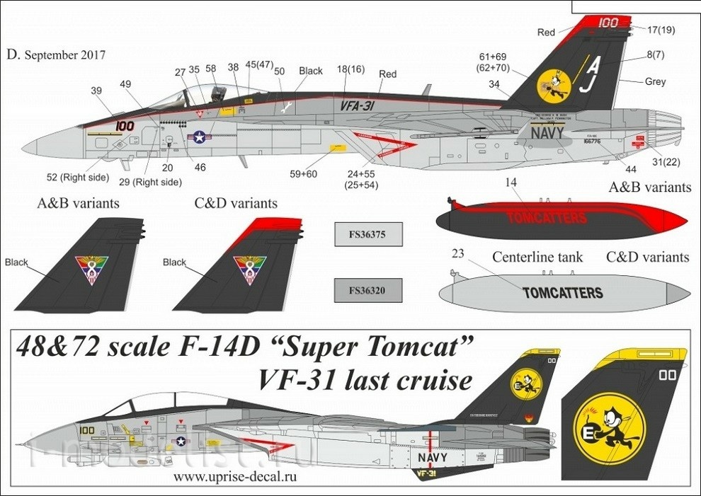 URS7221 UpRise 1/72 Декали для F/A-18E Super Hornet VFA-31 CAG