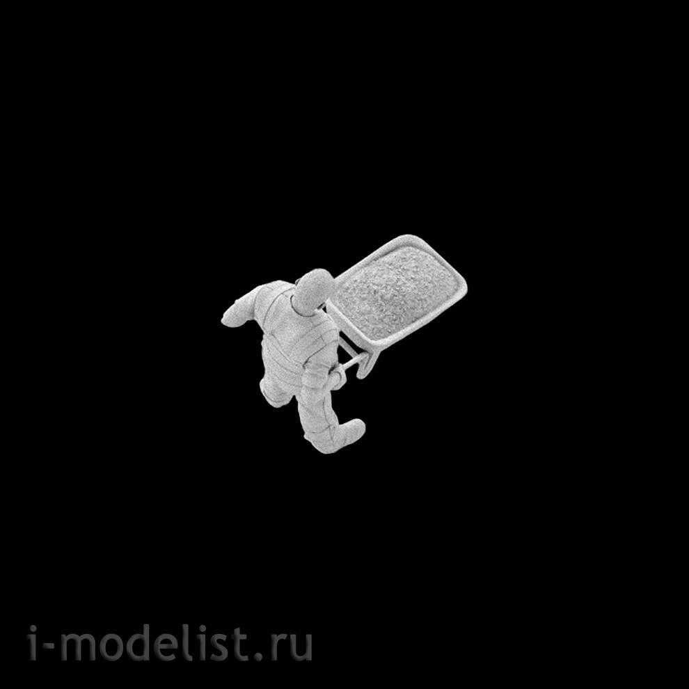 im35098 Imodelist 1/35 Фигура дорожного рабочего с тележкой для модели 3650 Звезда