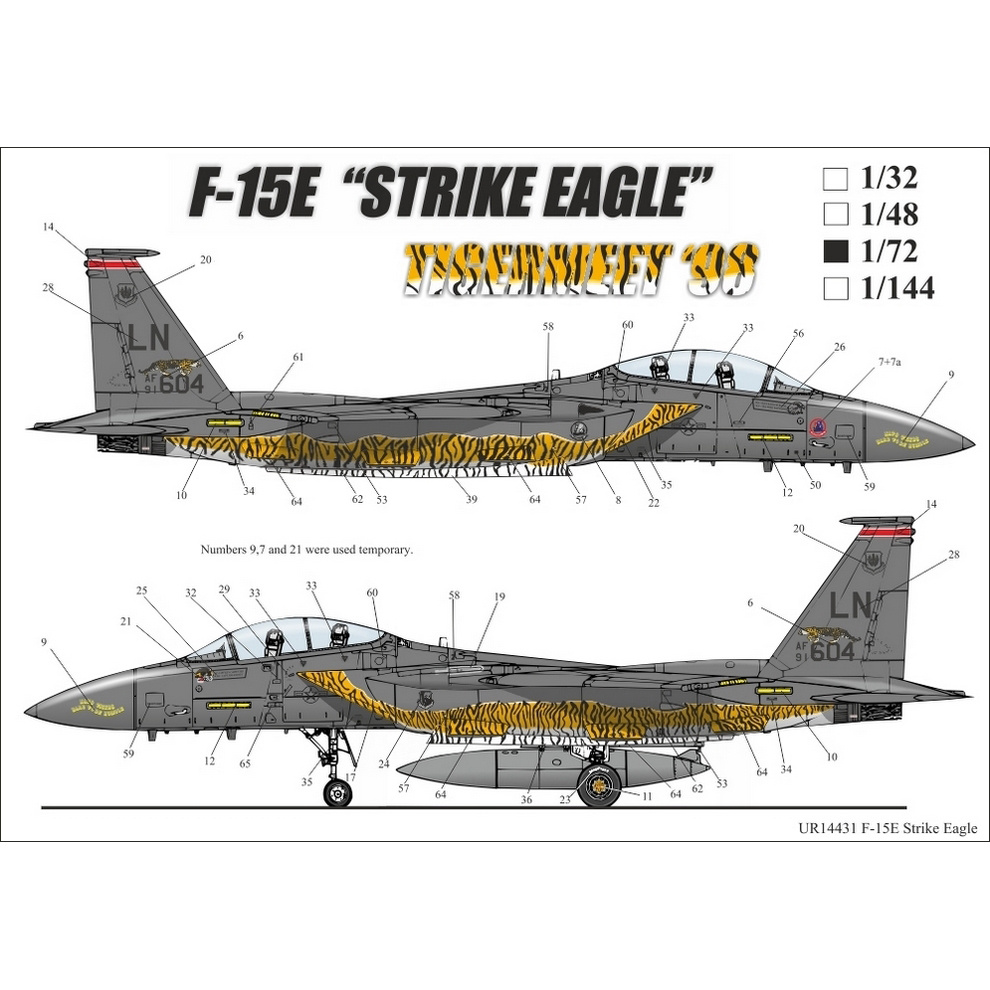 UR7231 UpRise 1/72 Декали для F-15E Strike Eagle Tigermeet'98, с тех. надписями