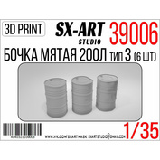 39006 SX-Art 1/35 Crumpled barrels 200 L type 3 (6 pcs.)