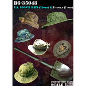 B6-35048 Bravo-6 1/35 U.S. Boonie Hats (10 pcs) and E-tools (3 pcs) / Шляпы буни США (10 шт.) и инструменты